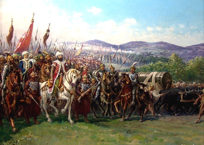 محمد الفاتح يقود جيش المسلمين في حصار القسطنطينية