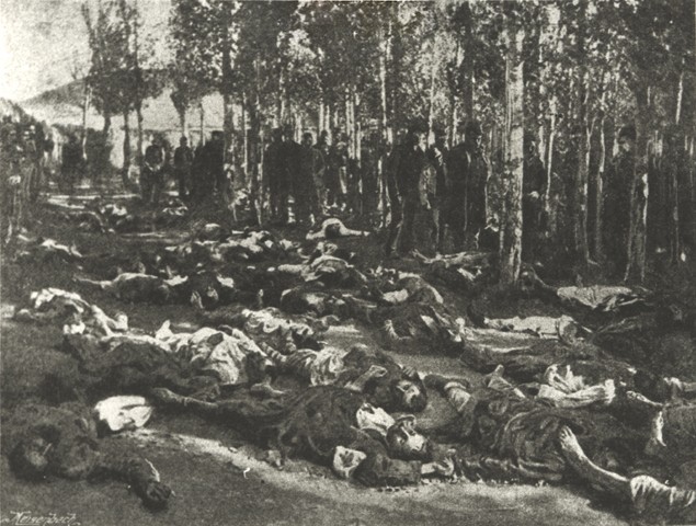 جثث بعض المقتولين الأرمن في مجزرة أرض روم سنة 1895.