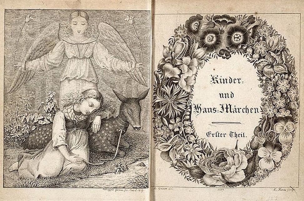 غلاف كتاب حكايا للأطفال مجموعة من الحكايا الخرافية الألمانية نشرت أول مرة عام 1812 تأليف الأخوين غريم