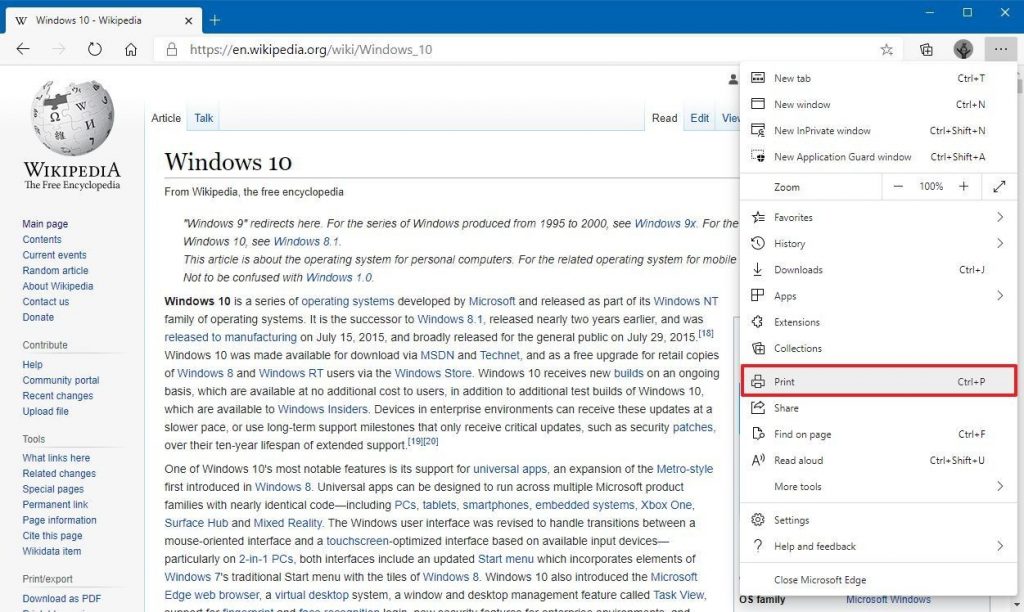 كيفية حفظ صفحة ويب كملف PDF في متصفح مايكروسوفت إيدج في ويندوز 10