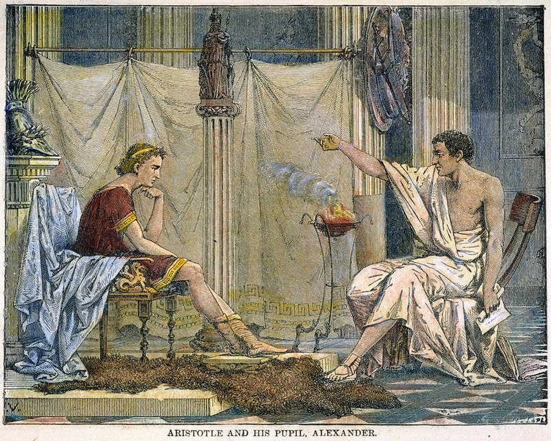 الإسكندر وأرسطو في مجلس العلم.
