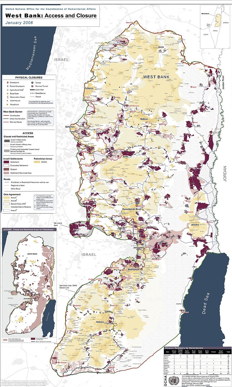 خريطة استيطان الأراضي الصهيونية - الأحمر يرمز للمستوطنات