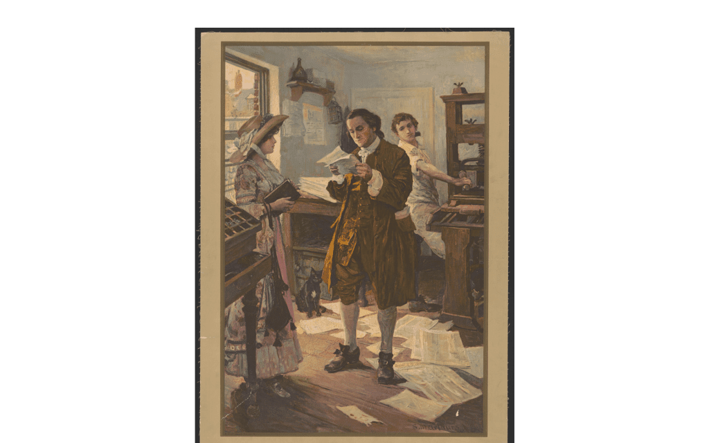 بنجامين فرانكلين في مطبعة مكتبته