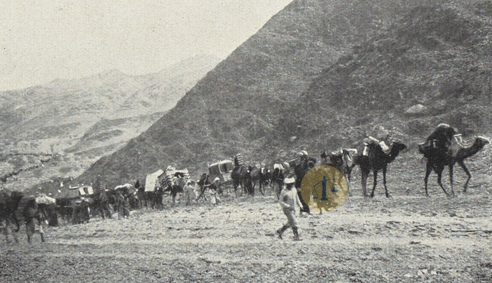 قافلة للحجيج في وادي الطُريف سنة 1904 م