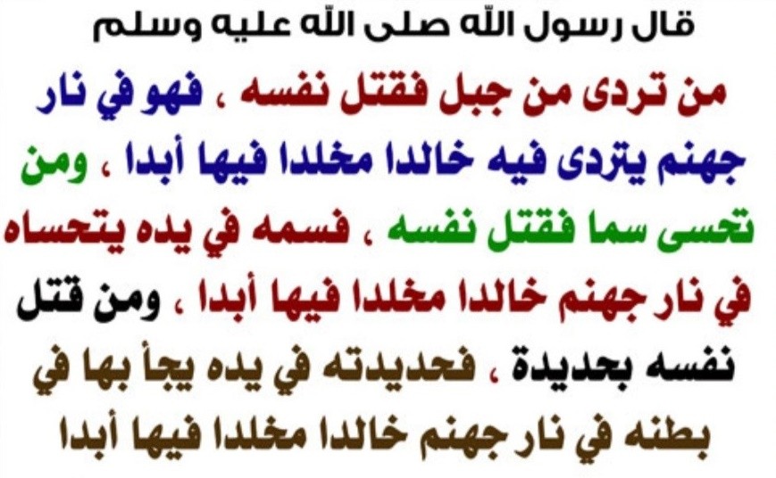 حديث خلود المنتحر في النار