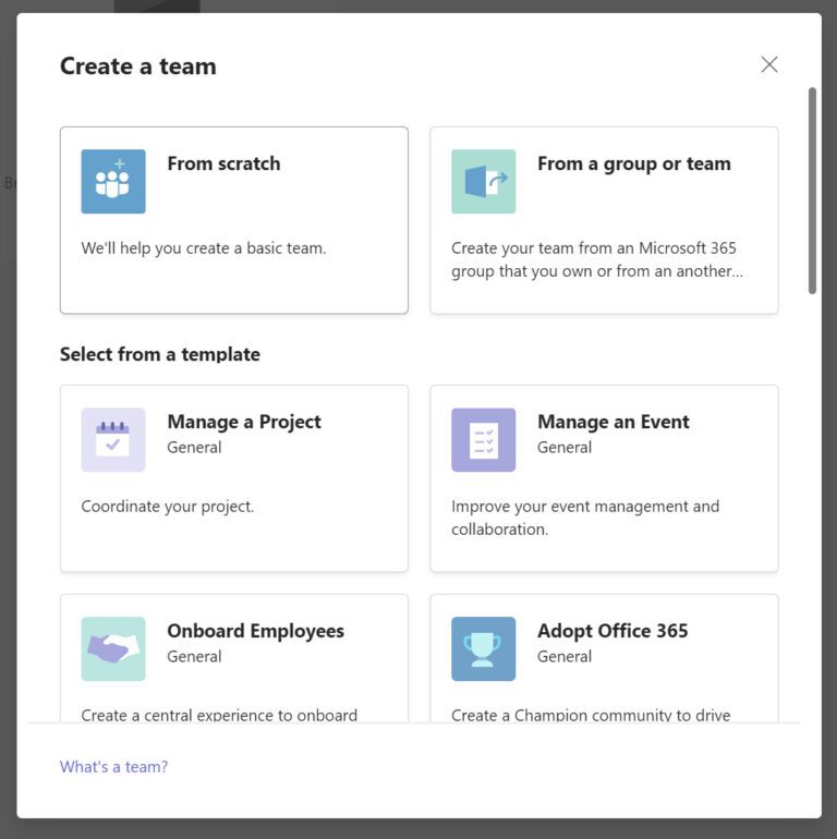 إنشاء المجموعات في Microsoft Teams