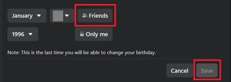 changing birthday date on facebook