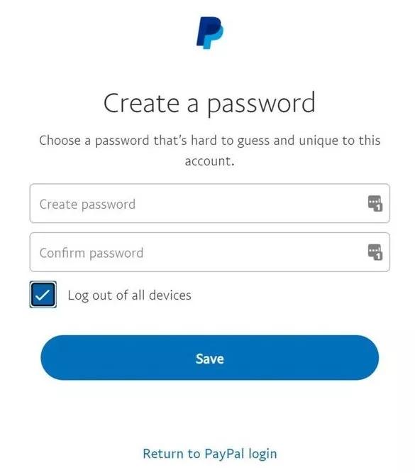 changing paypal password