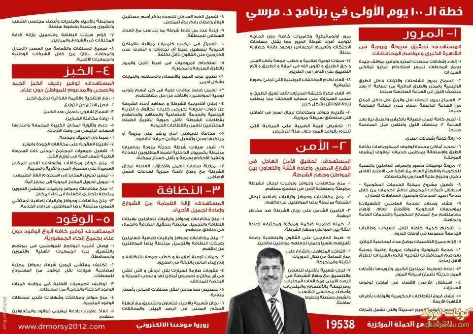 برنامج الـ 100 يوم لـ محمد مرسي