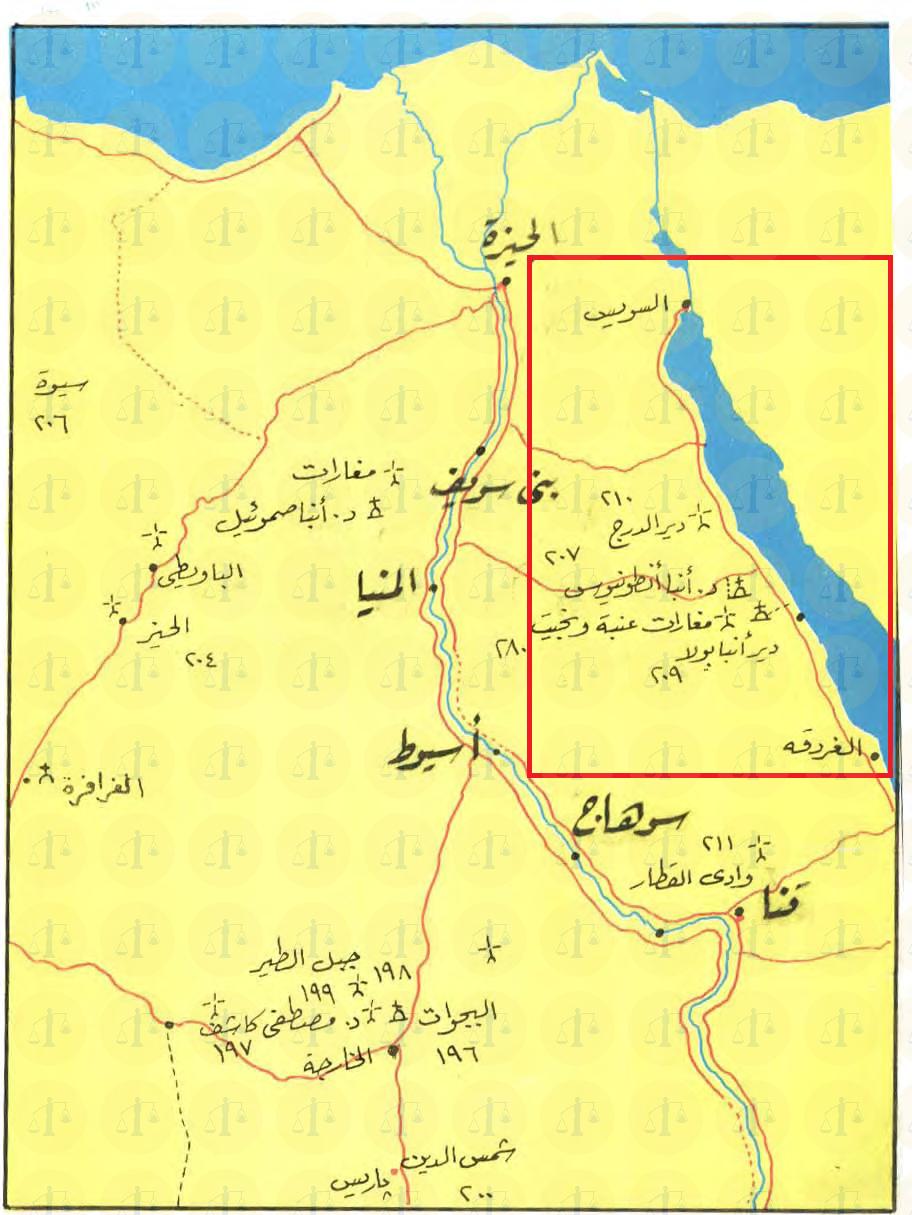 خريطة أديرة البحر الأحمر