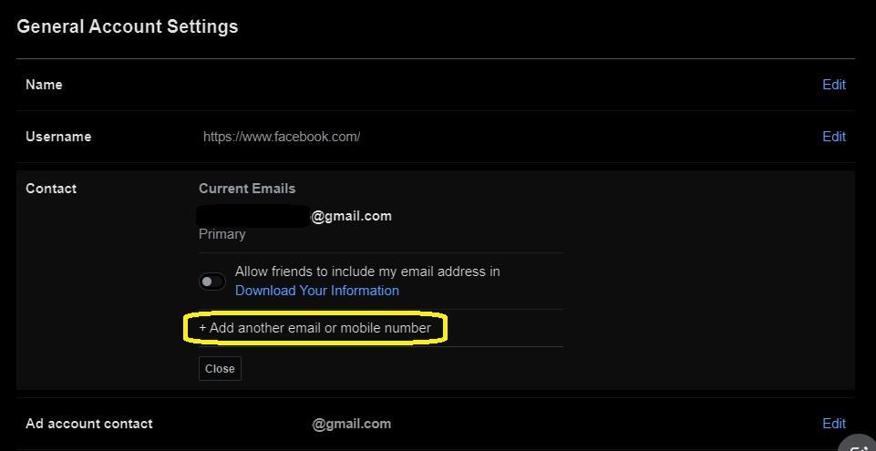 كيفية تغيير البريد الإلكتروني في فيسبوك