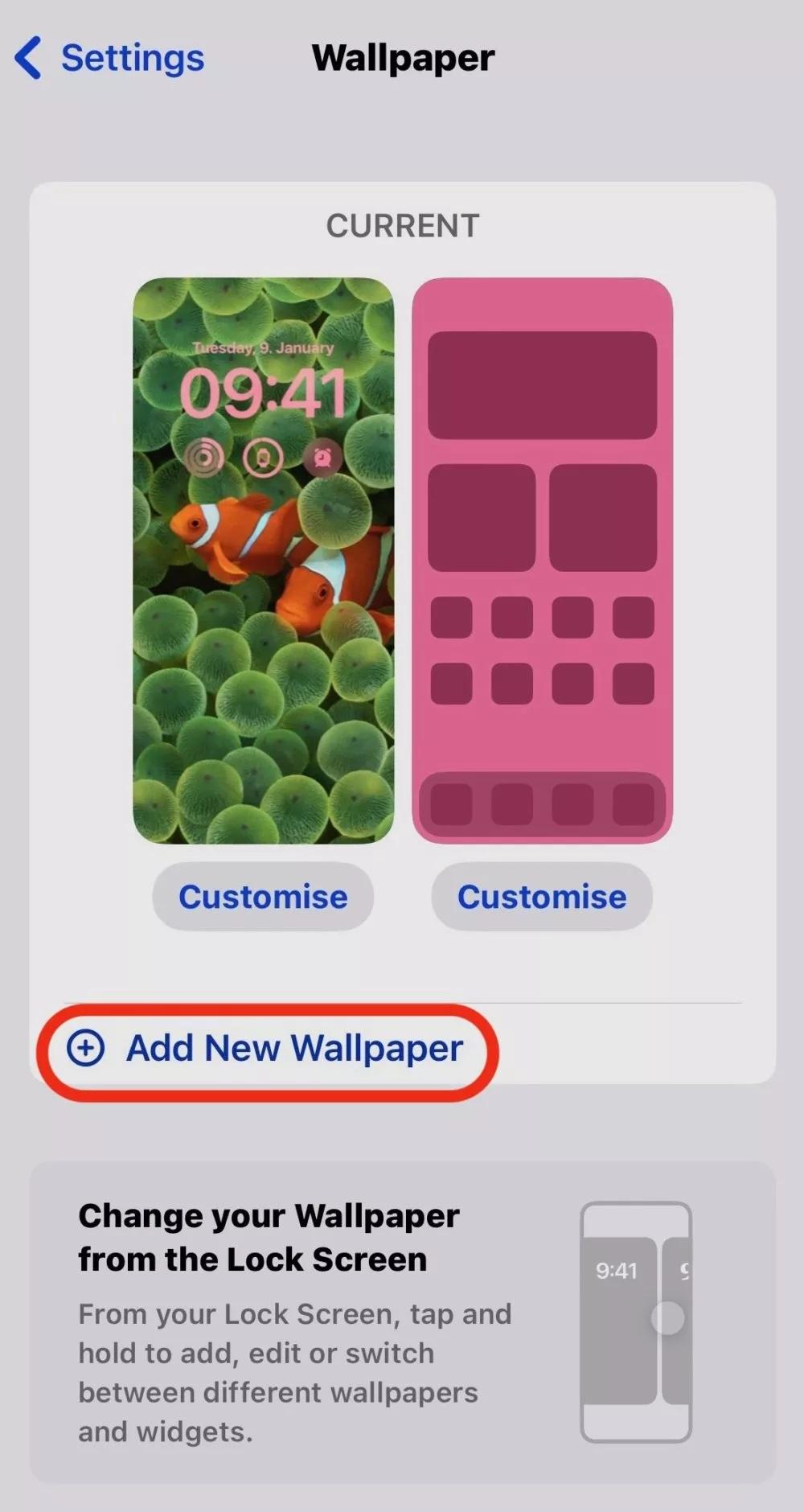 تغيير صورة الخلفية في iOS 16