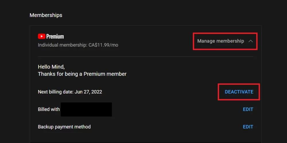 إلغاء اشتراك YouTube Premium