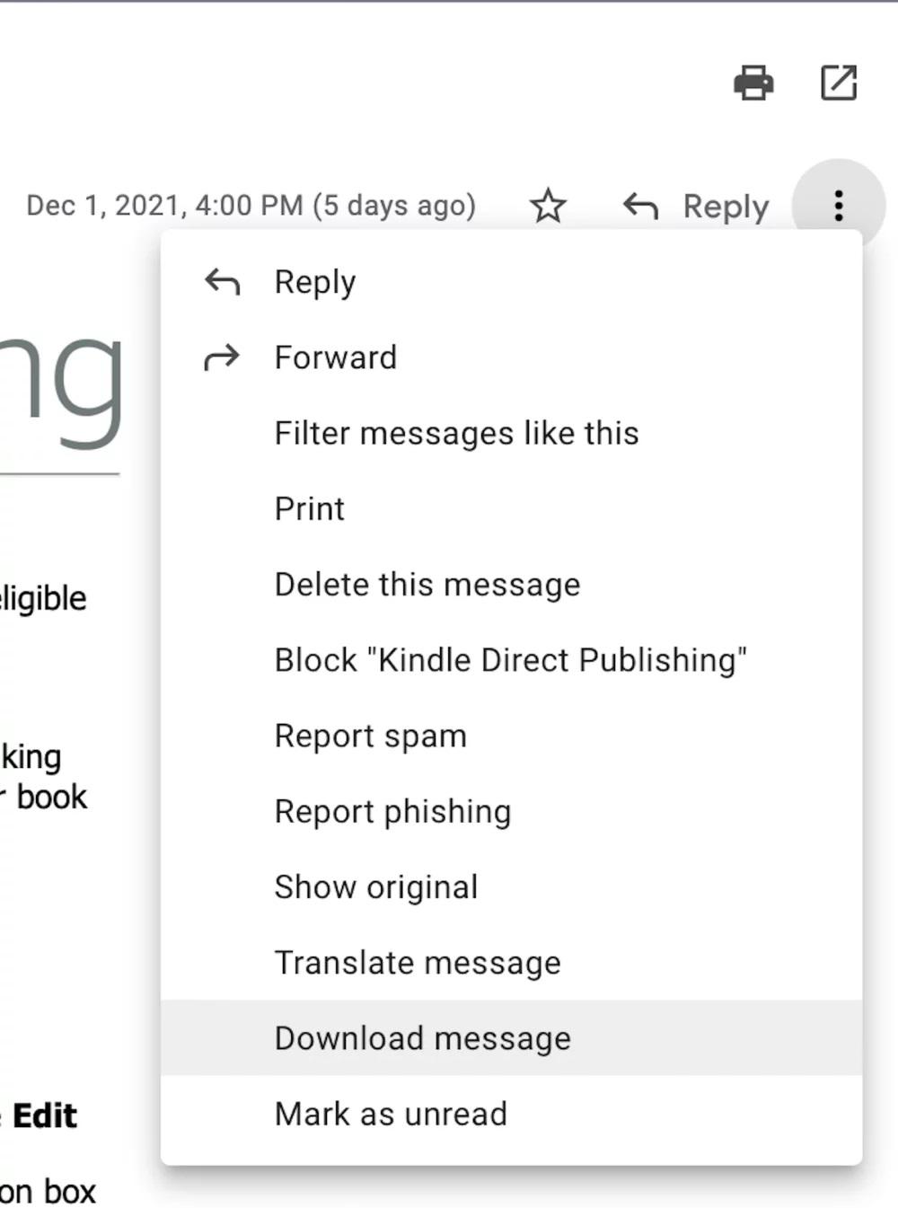 حفظ الرسائل من Gmail على الكمبيوتر