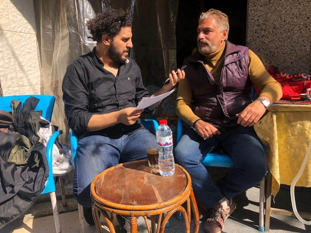 محرر الميزان أثناء إجراء الحورا الصحفي مع الفنان عمرو أمين