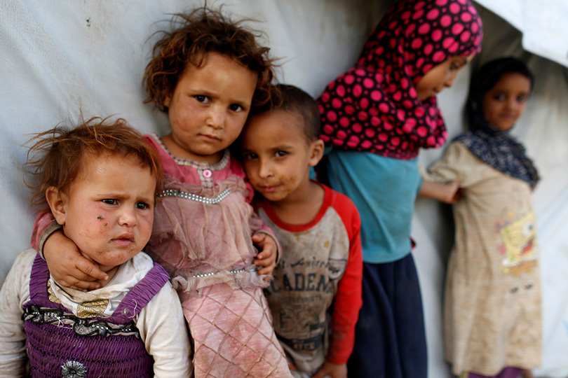 صورة أرشيفية للأطفال في مخيمات النازحين في اليمن
