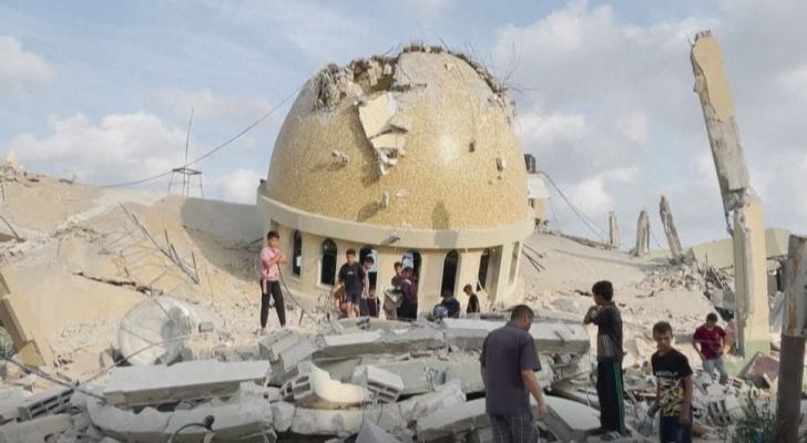 قصف مسجد الحبيب محمد بجنوب غزة